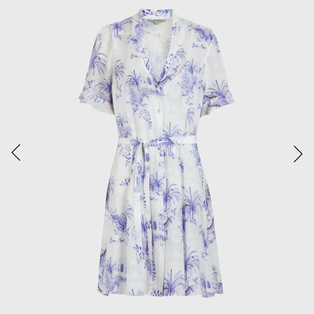 All Saints White Dress with Lavender Toile Print